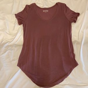 Dusty Rose Long Line V-Neck T-shirt
